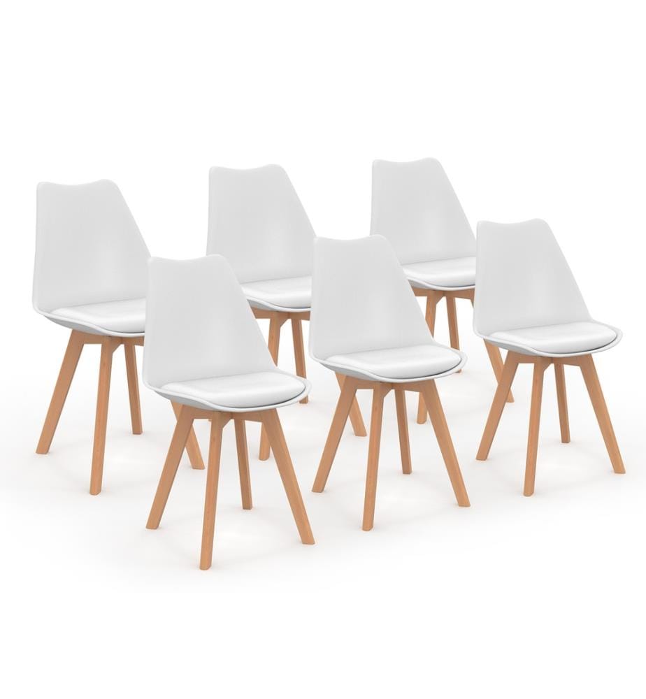 6er-Set Stühle Nordia 46 x 51 x 79.5 cm - Weiss & Holz