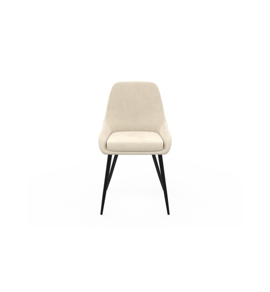 Lot de 2 Chaises Olivia assise crème pieds métal - Crème, Argenté