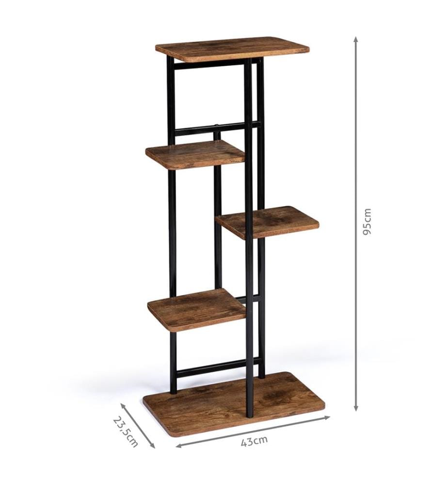 Portavaso Elize a 4 livelli - 43 x 23 x 95 cm - Nero e marrone