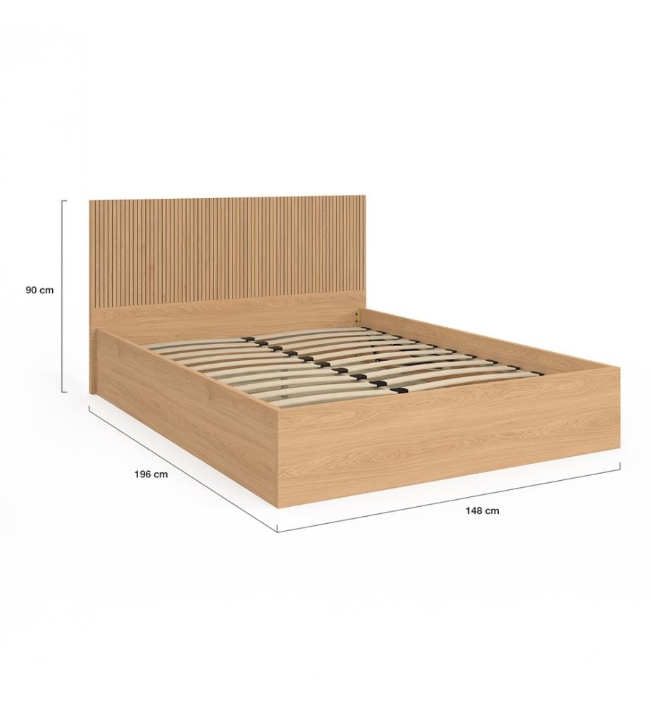 Letto box Faustine con rete a doghe e testiera 140x190cm - Marrone