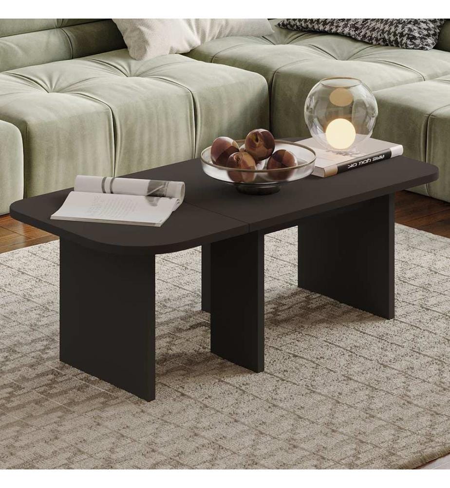 Couchtisch-Set, 100 % melaminbeschichtete Spanplatte, Anthrazit