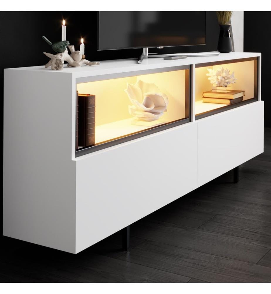TV-Ständer, 100 % melaminbeschichtete Spanplatte, Weiss