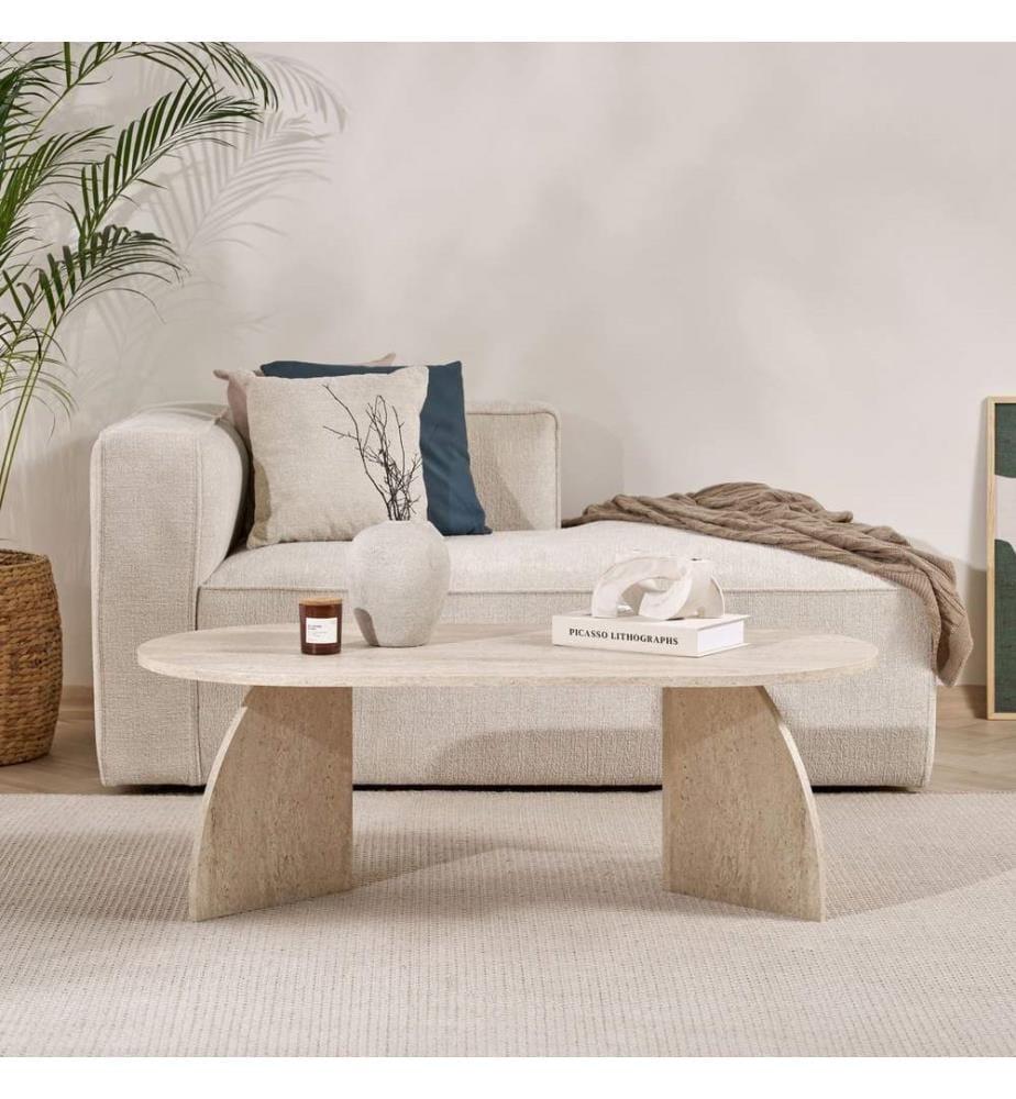 Couchtisch, Travertin, 100 % melaminbeschichtete Spanplatte