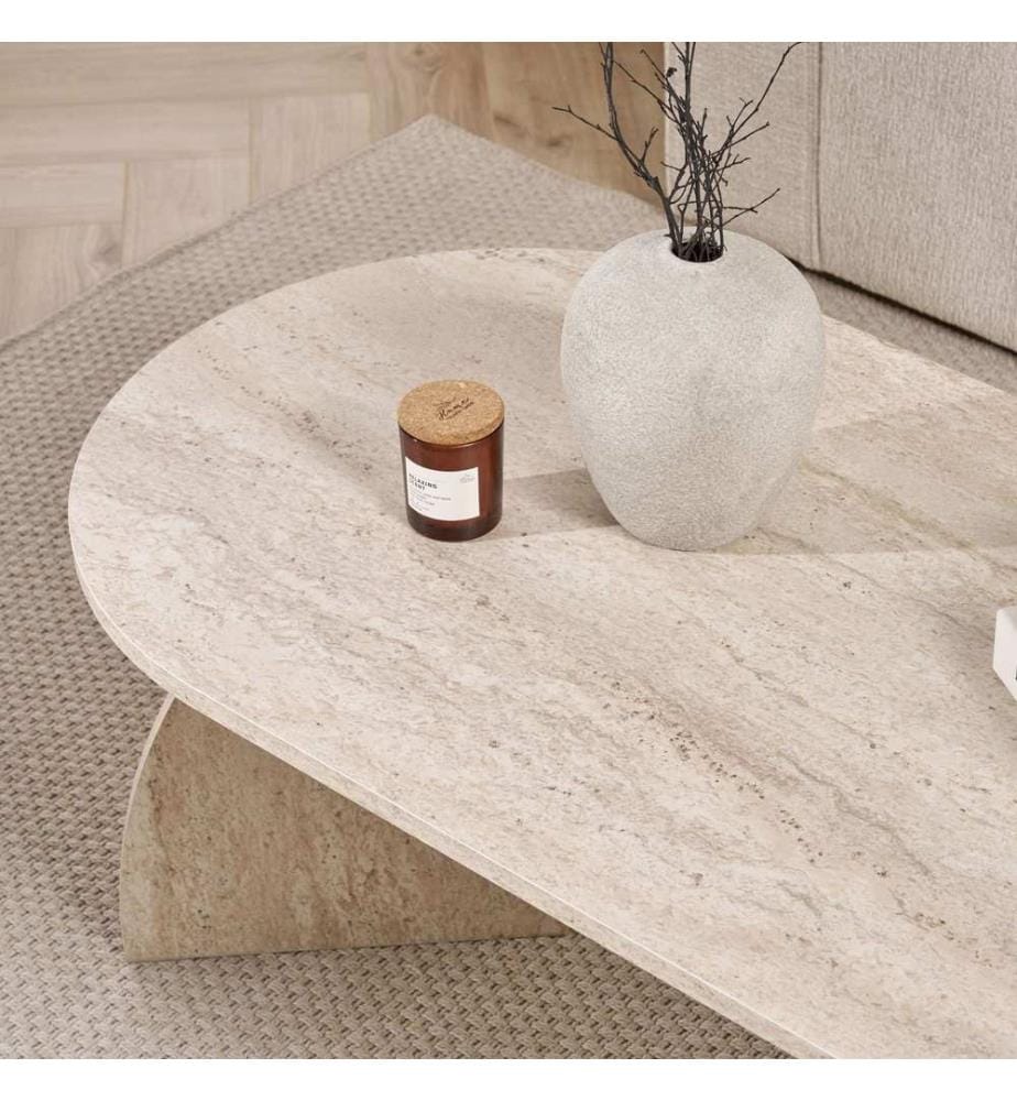 Couchtisch, Travertin, 100 % melaminbeschichtete Spanplatte