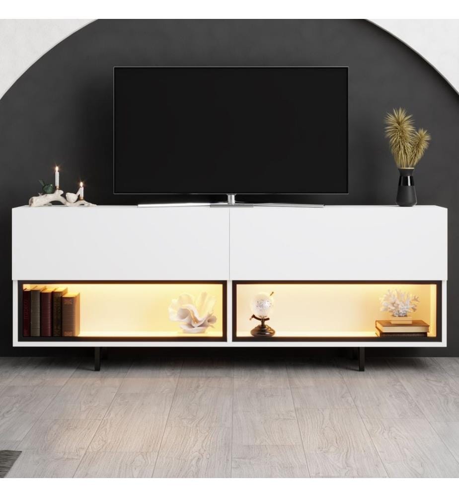 TV-Ständer, 100 % melaminbeschichtete Spanplatte, Weiss