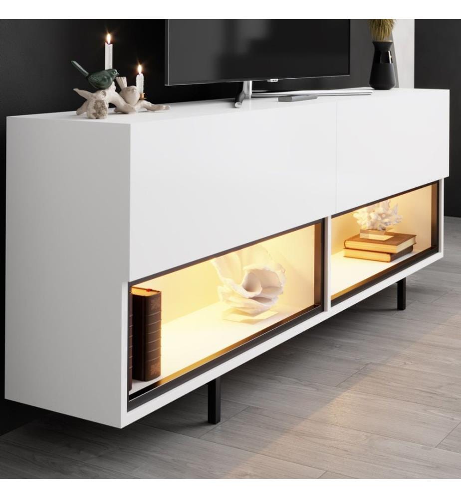 TV-Ständer, 100 % melaminbeschichtete Spanplatte, Weiss