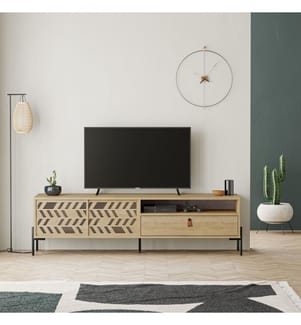 TV-Ständer, 100 % melaminbeschichtete Spanplatte, Saphir-Eiche