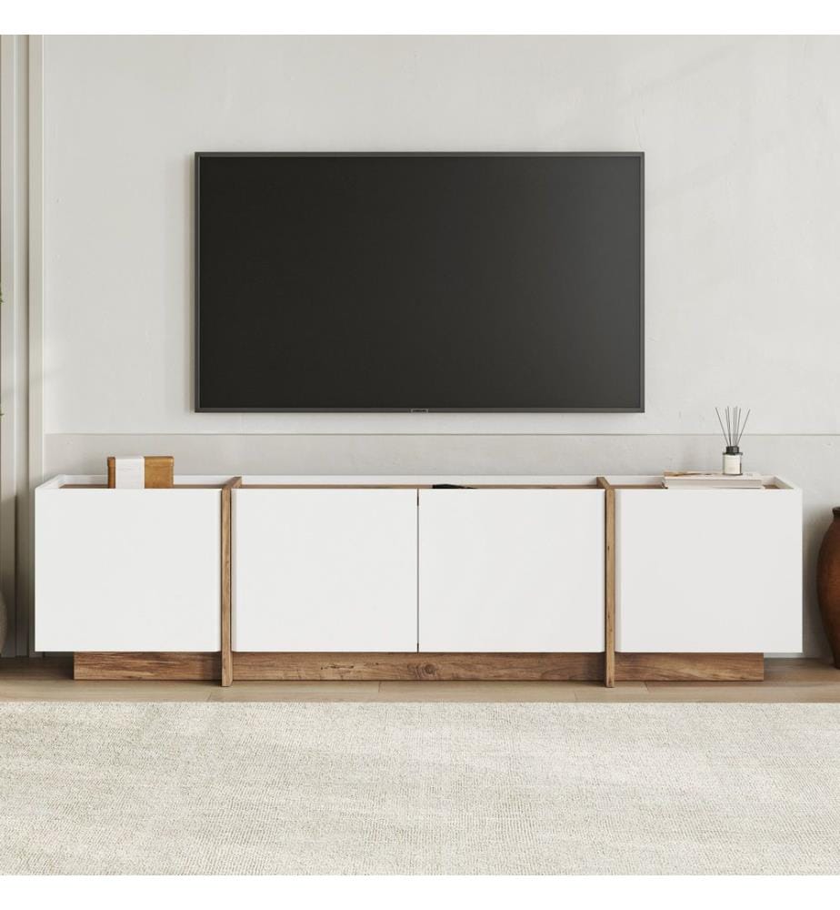 TV-Ständer, Weiss, Atlantische Kiefer, 100 % melaminbeschichtete Spanplatte