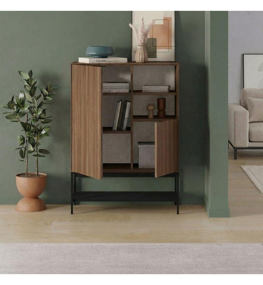 Konsole, 100 % melaminbeschichtete Spanplatte, Milano-Walnuss, Holz Schwarz, Schwarz