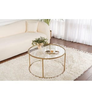 Couchtisch, Gold, Transparent, 100 % Sicherheitsglas, Gestell: 100 % Metall