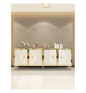 Konsole, Weiss, Gold, 100 % melaminbeschichtete Spanplatte