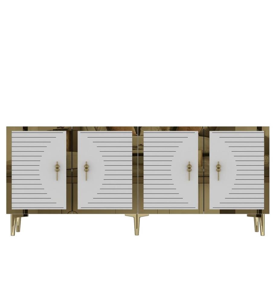 Konsole, Weiss, Gold, 100 % melaminbeschichtete Spanplatte