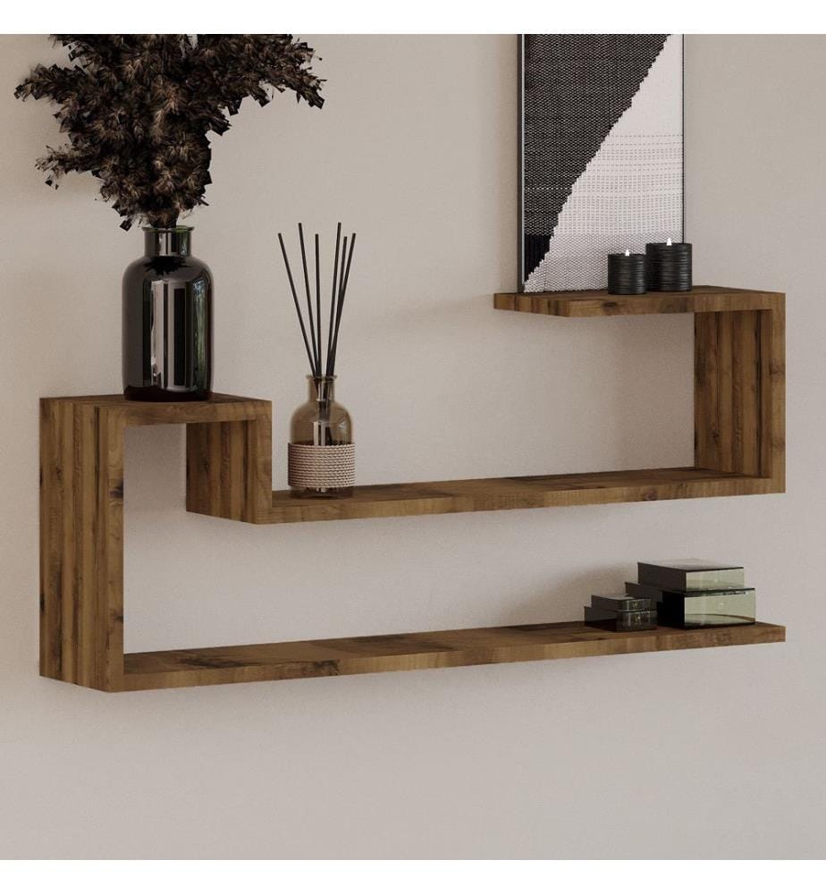 Wandregal, 100 % melaminbeschichtete Spanplatte, Antik-Walnuss
