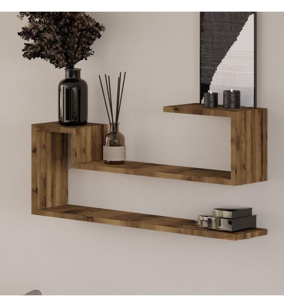 Wandregal, 100 % melaminbeschichtete Spanplatte, Antik-Walnuss