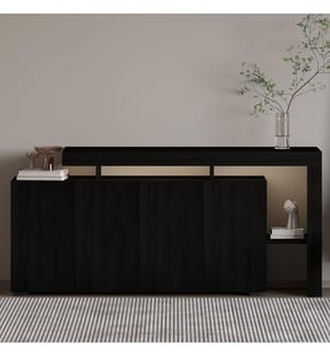 Konsole, 100 % melaminbeschichtete Spanplatte, Holz Schwarz