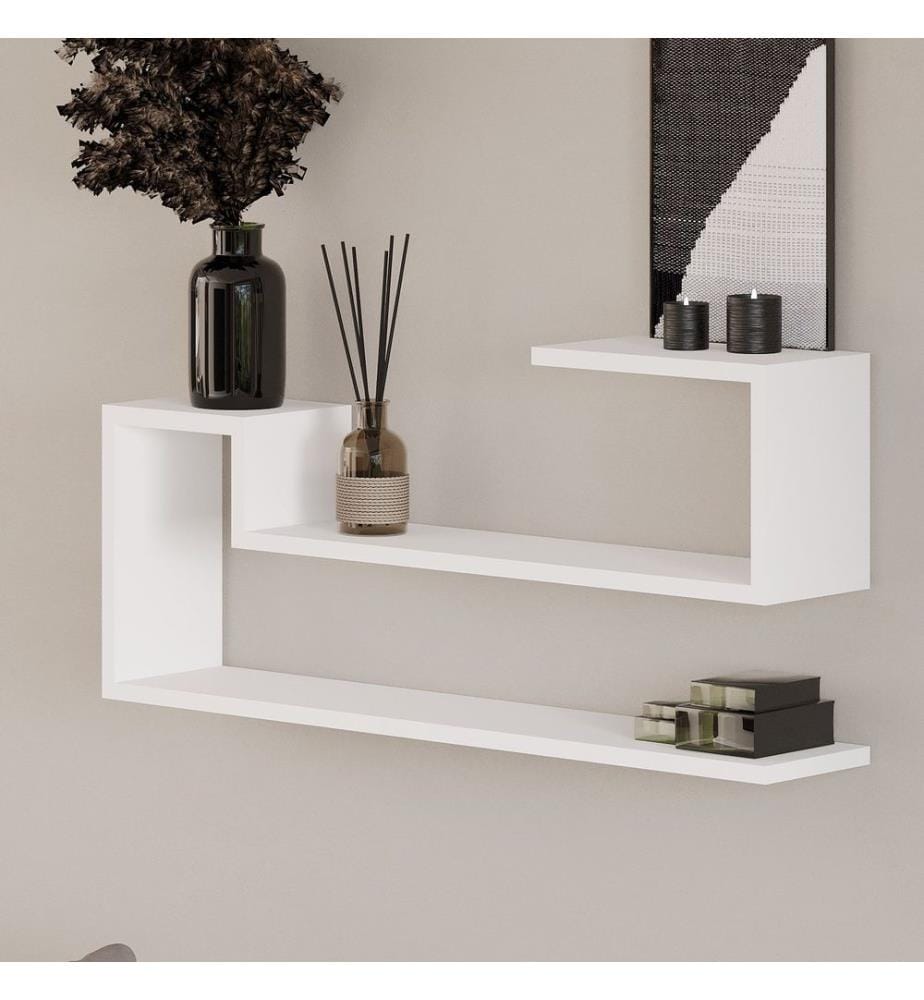 Wandregal, 100 % melaminbeschichtete Spanplatte, Weiss