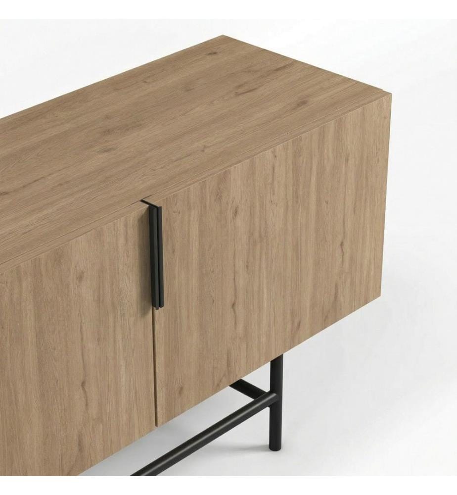 Meuble TV, panneaux de particules 100 % mélaminés, chêne Sepet, noir