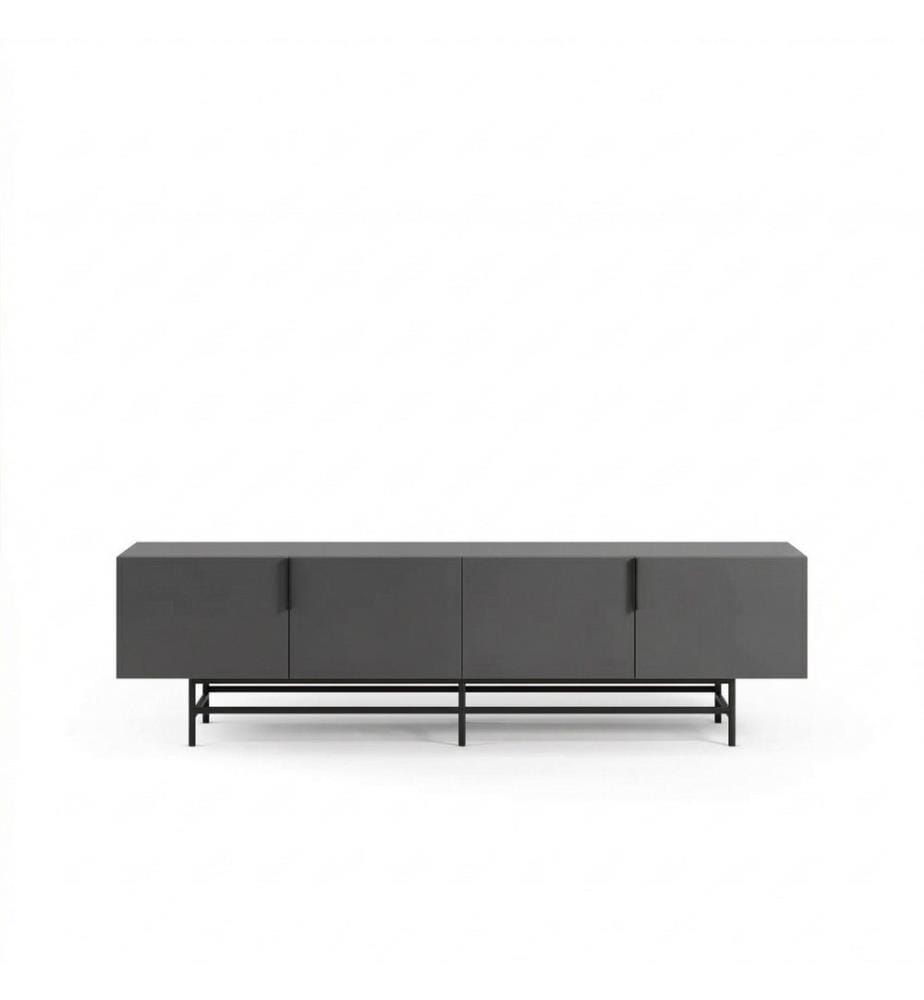 Meuble TV, panneau de particules 100 % mélaminé, anthracite, noir