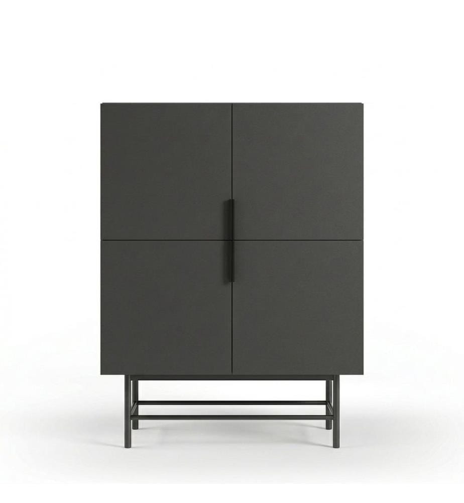 Sideboard, 100 % melaminbeschichtete Spanplatte, Anthrazit, Schwarz