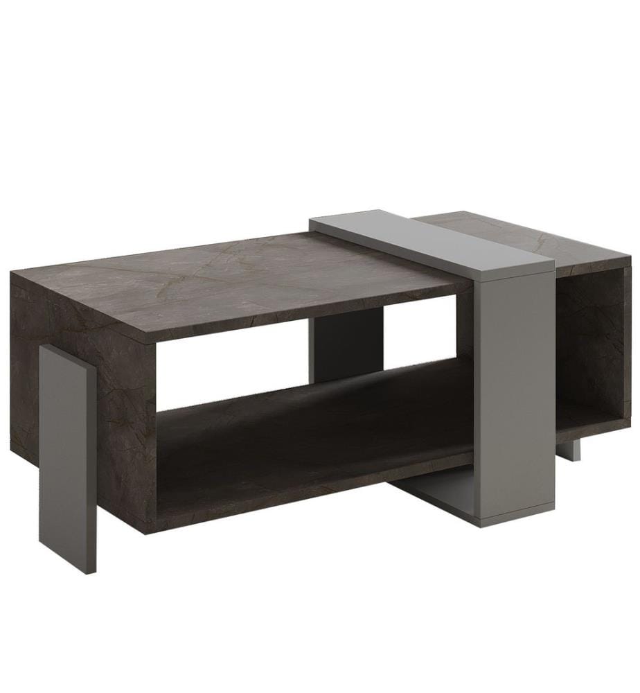 Table basse, panneau de particules 100 % mélaminé, marbre Gordion, gris