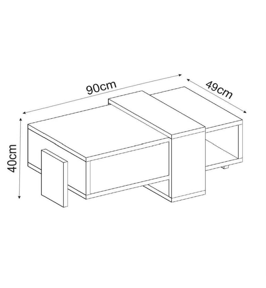 Table basse, panneau de particules 100 % mélaminé, marbre Gordion, gris