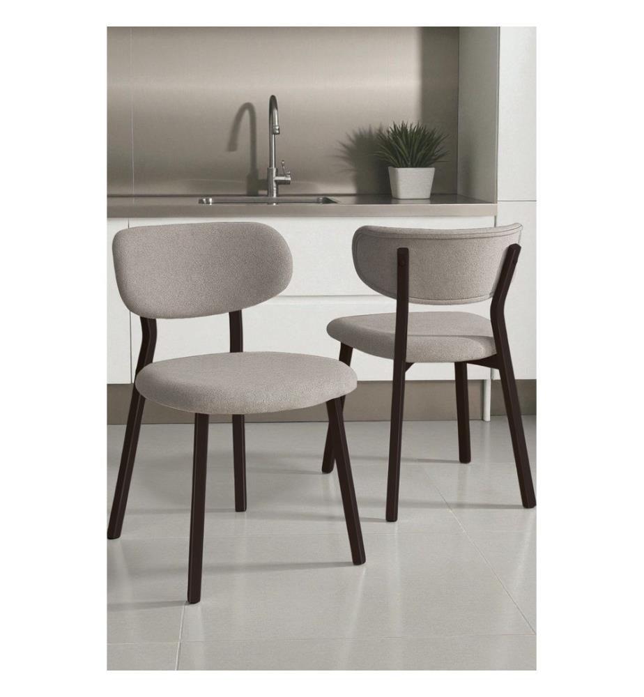 Stuhlset, 6-teilig, 100 % Metall, Grau, Braun