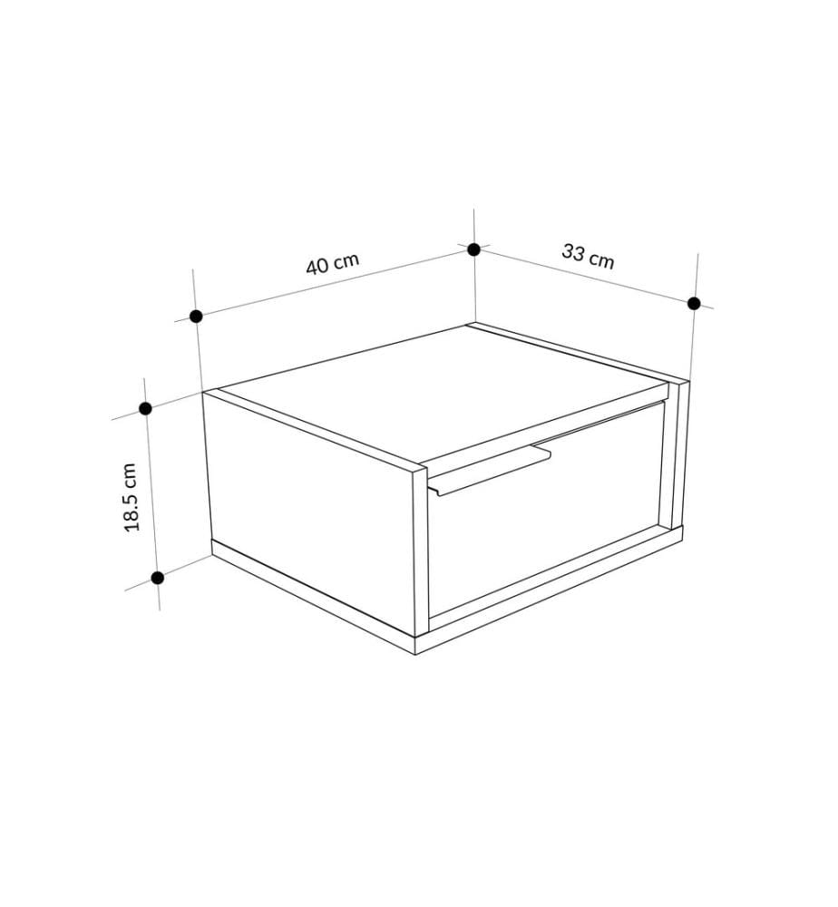 Nachttisch, 100 % melaminbeschichtete Spanplatte, schwarzes Holz, Oud