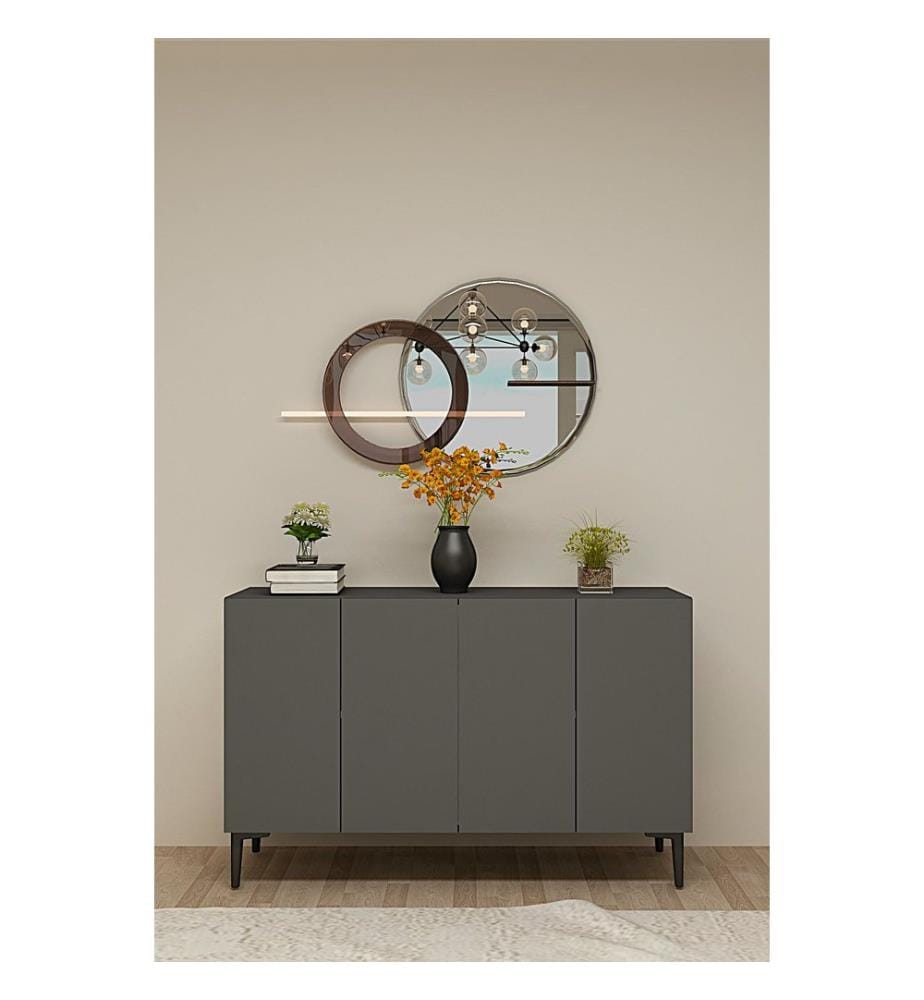 Console, panneau de particules 100 % mélaminé, anthracite