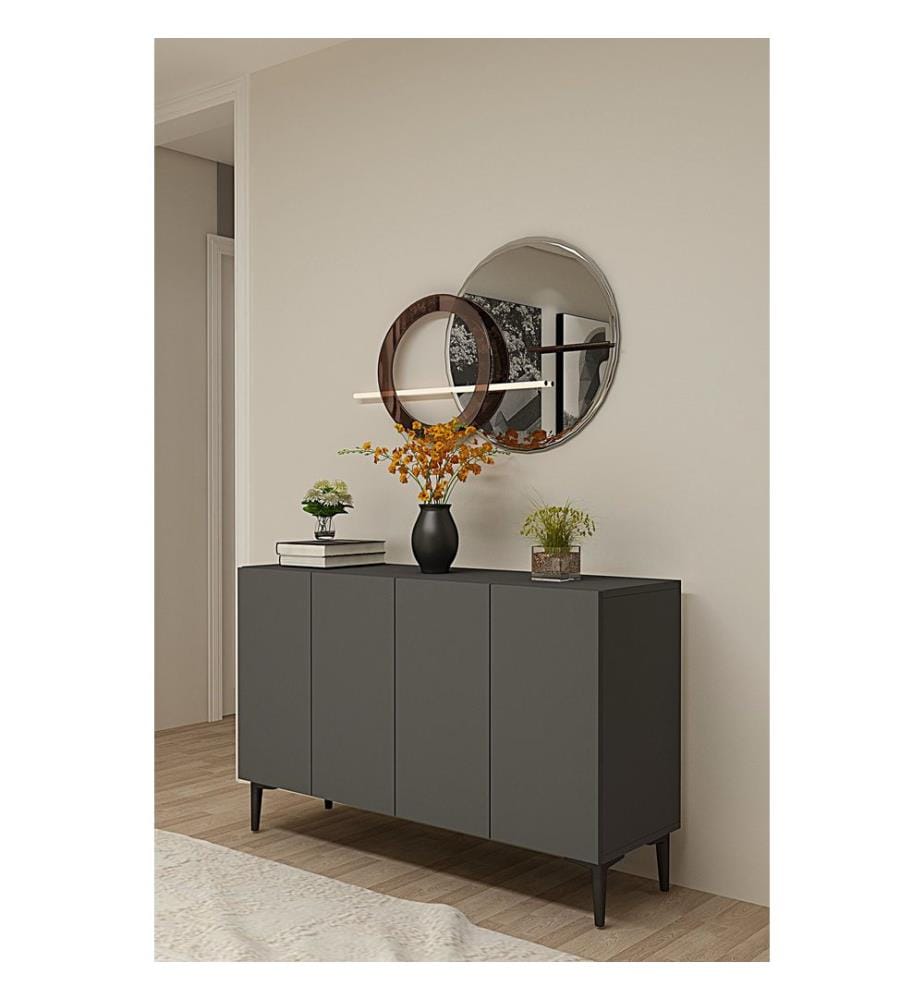 Console, panneau de particules 100 % mélaminé, anthracite