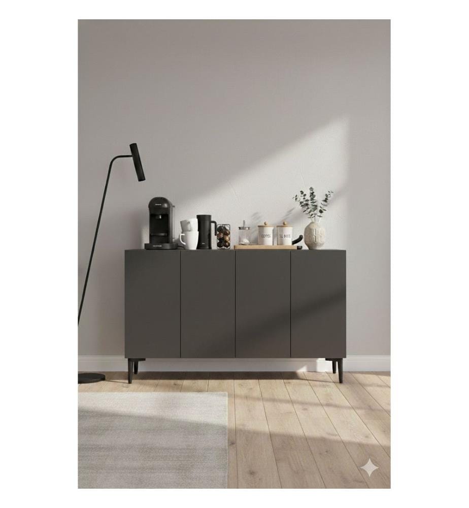 Console, panneau de particules 100 % mélaminé, anthracite