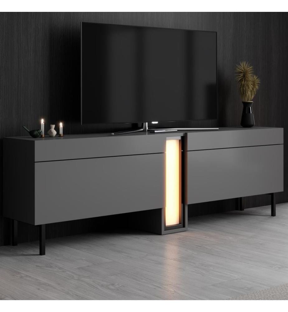Meuble TV, panneau de particules 100 % mélaminé, anthracite