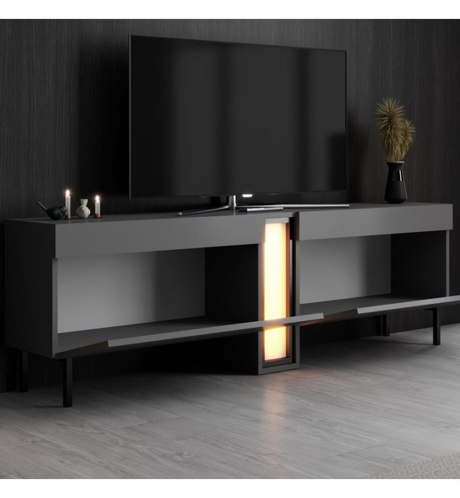 Meuble TV, panneau de particules 100 % mélaminé, anthracite