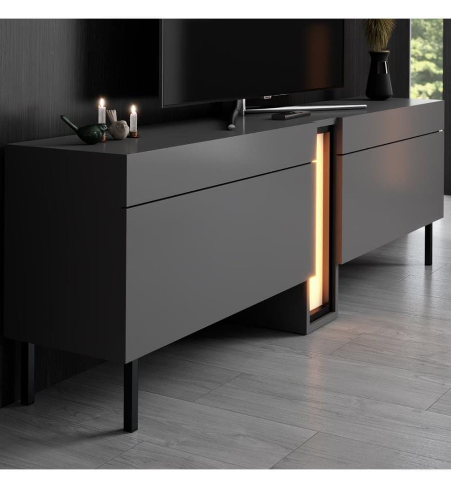 Meuble TV, panneau de particules 100 % mélaminé, anthracite