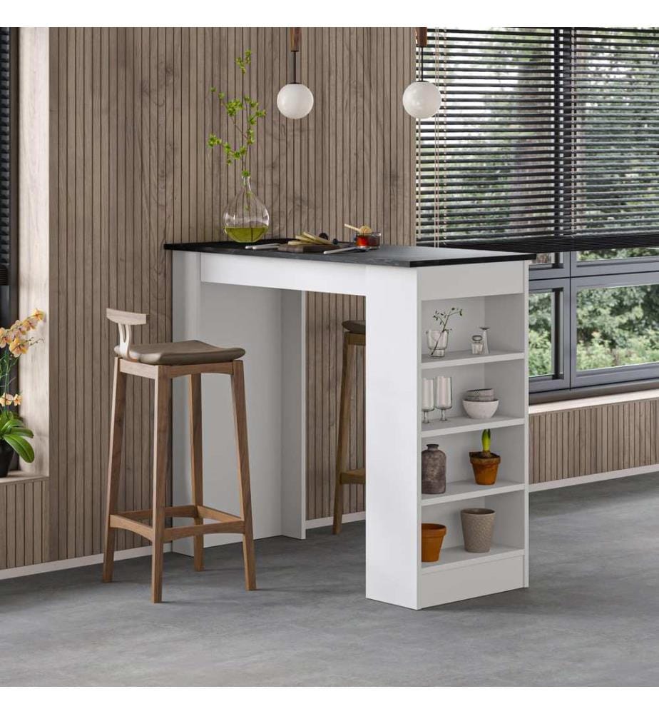 Bartisch, 100 % melaminbeschichtete Spanplatte, Bendir, Weiss