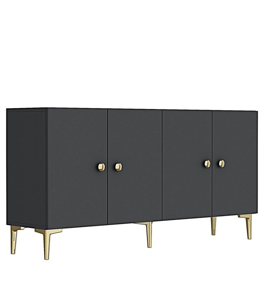 Konsole, 100 % melaminbeschichtete Spanplatte, Anthrazit, Gold
