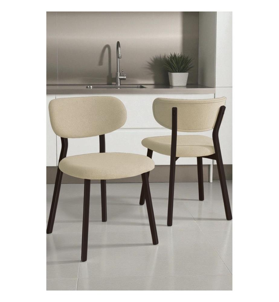 Stuhlset, 6-teilig, 100 % Metall, Creme, Braun