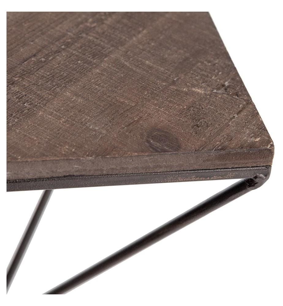 Dekoratives Wandregal aus Holz, Walnuss, Schwarz, Fichtenholz, Metallrahmen