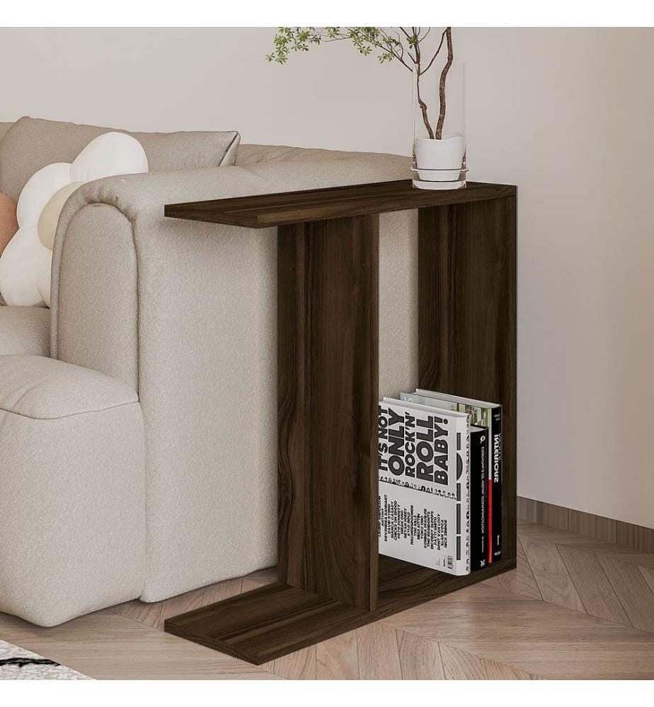Table d'appoint, panneau de particules 100 % mélaminé, noyer