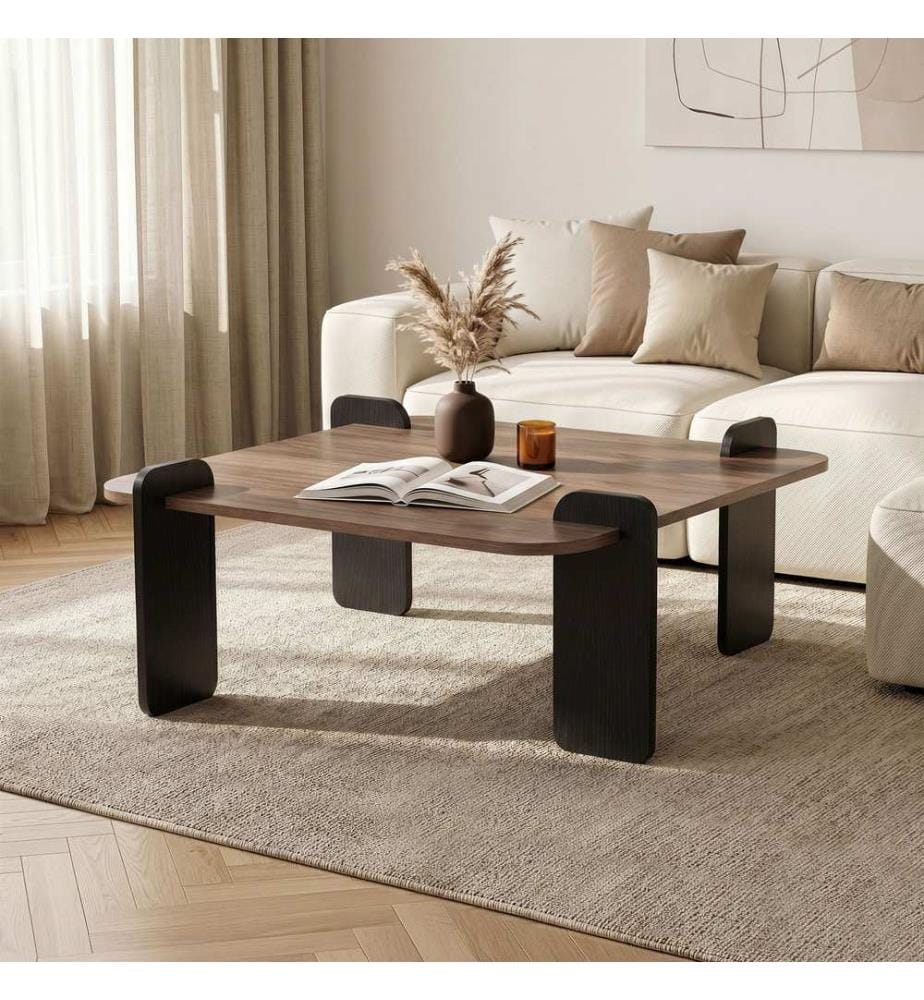 Table basse, panneau de particules 100 % mélaminé, noyer, bois noir