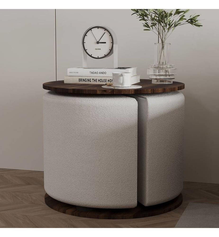 Ensemble de tables d'appoint, panneaux de particules 100 % mélaminés, noyer