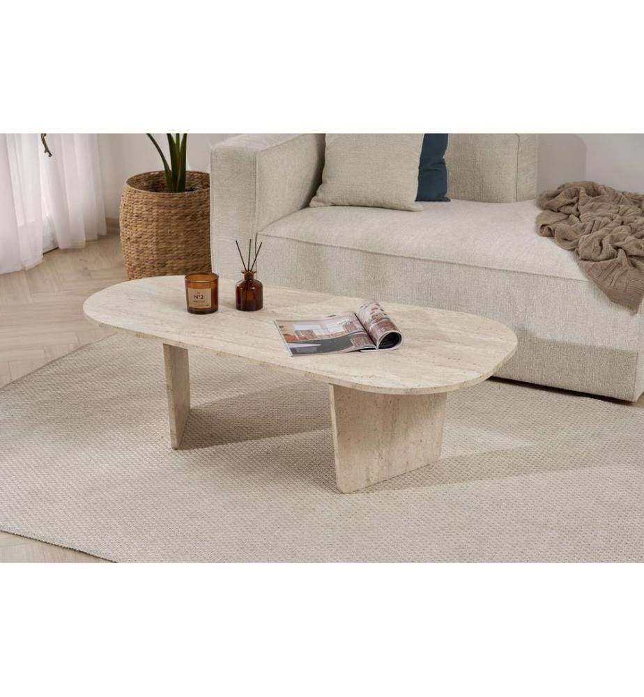 Couchtisch, Travertin, 100 % melaminbeschichtete Spanplatte
