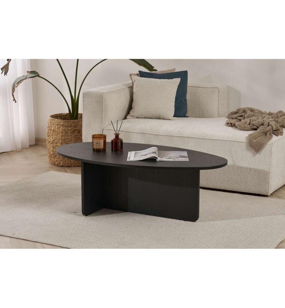 Table basse, bois noir, panneau de particules 100% recouvert de mélamine