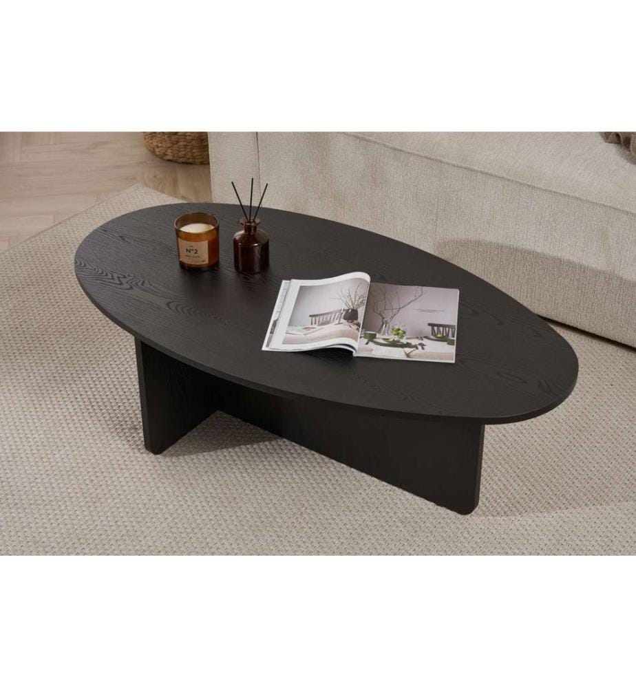 Table basse, bois noir, panneau de particules 100% recouvert de mélamine