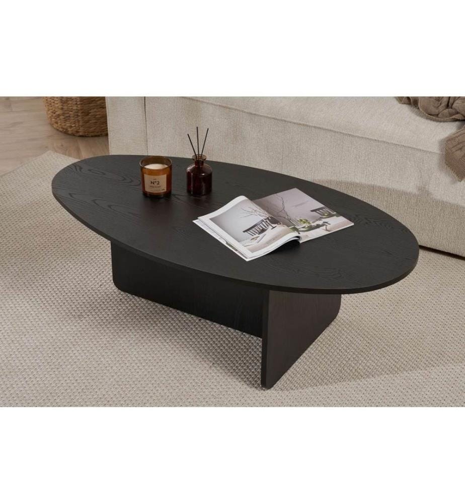 Table basse, bois noir, panneau de particules 100% recouvert de mélamine