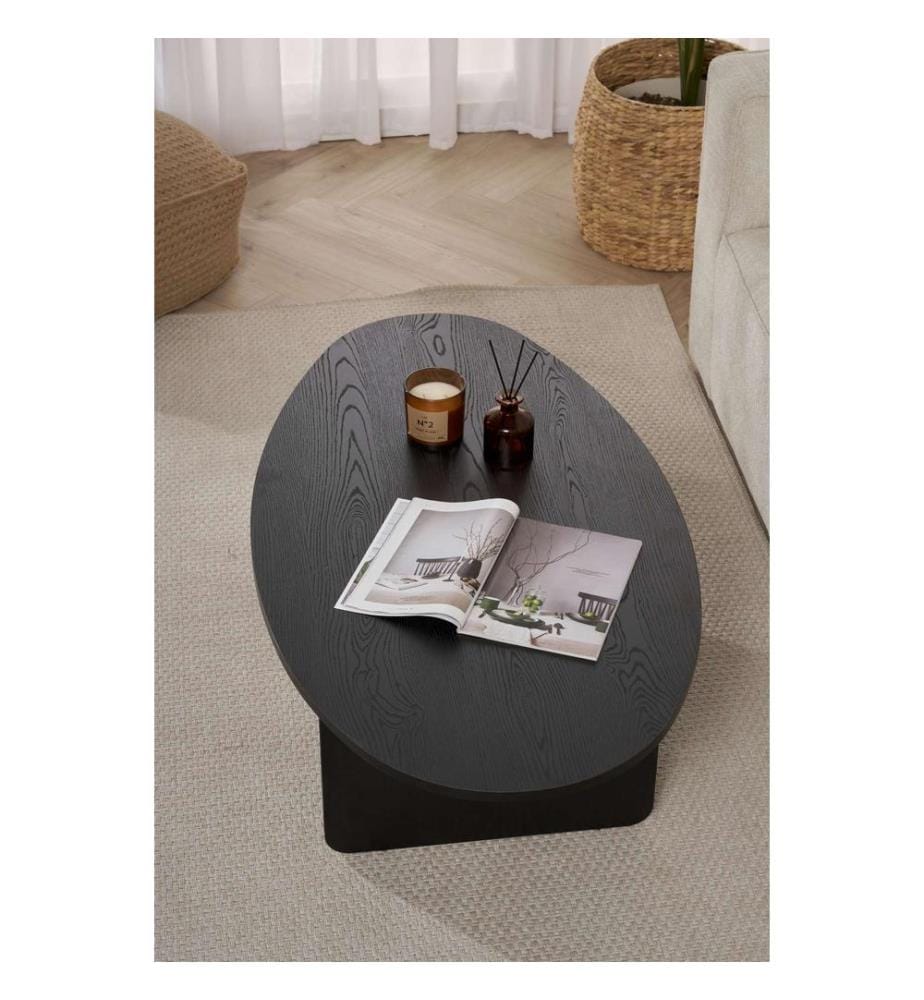 Table basse, bois noir, panneau de particules 100% recouvert de mélamine