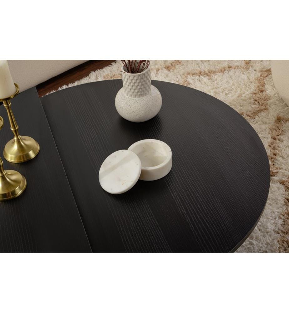 Table basse, bois noir, panneau de particules 100% recouvert de mélamine