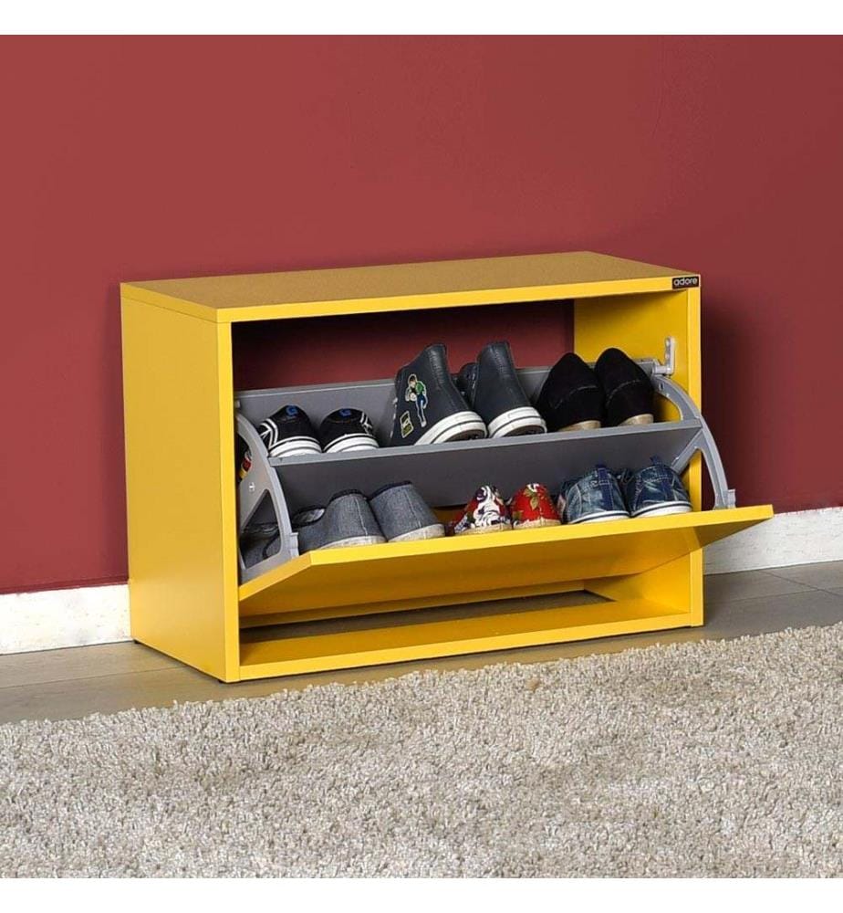 Schuhschrank, gelb, melaminbeschichtete Spanplatte