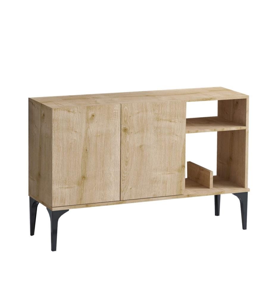 Console, chêne saphir, noir, panneau de particules mélaminé