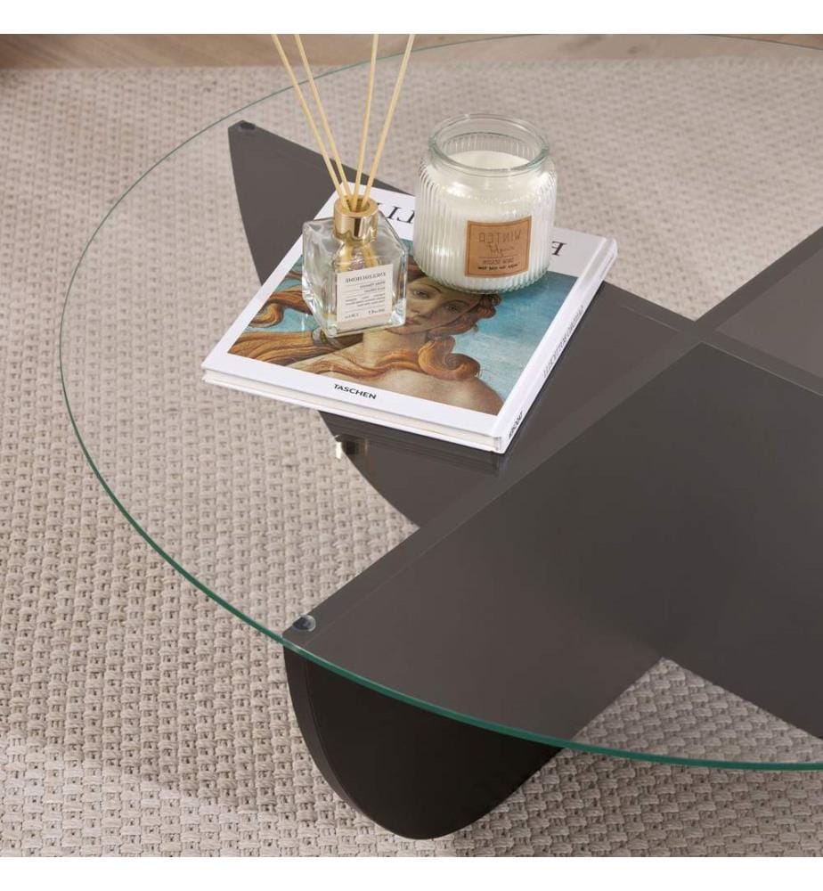 Couchtisch, Holz schwarz, 100 % gehärtetes Glas