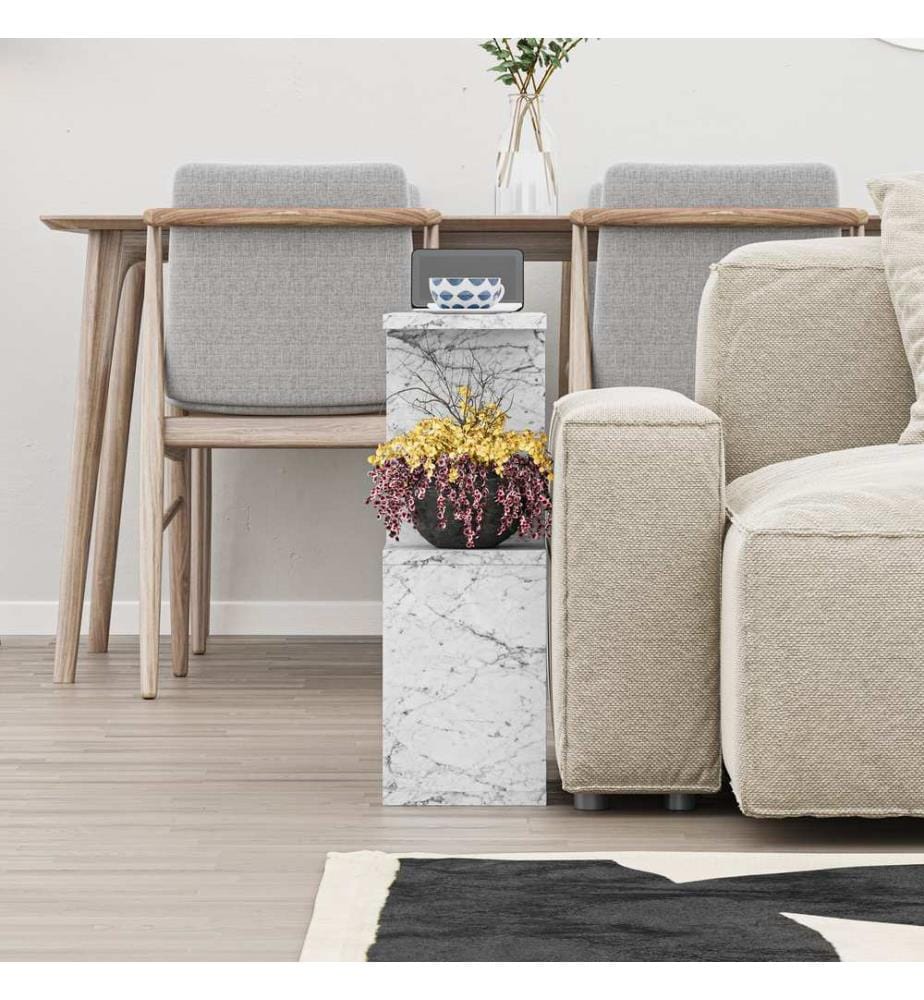 Table basse, marbre de Carrare, panneau de particules 100% recouvert de mélamine